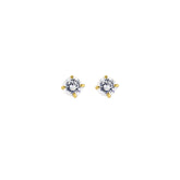 14K Yellow Gold 4mm Round CZ Stud Earring